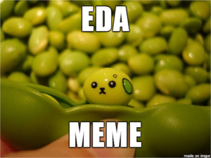 Eda Meme (photo of edamame bean painted to look like a cute baby animal)